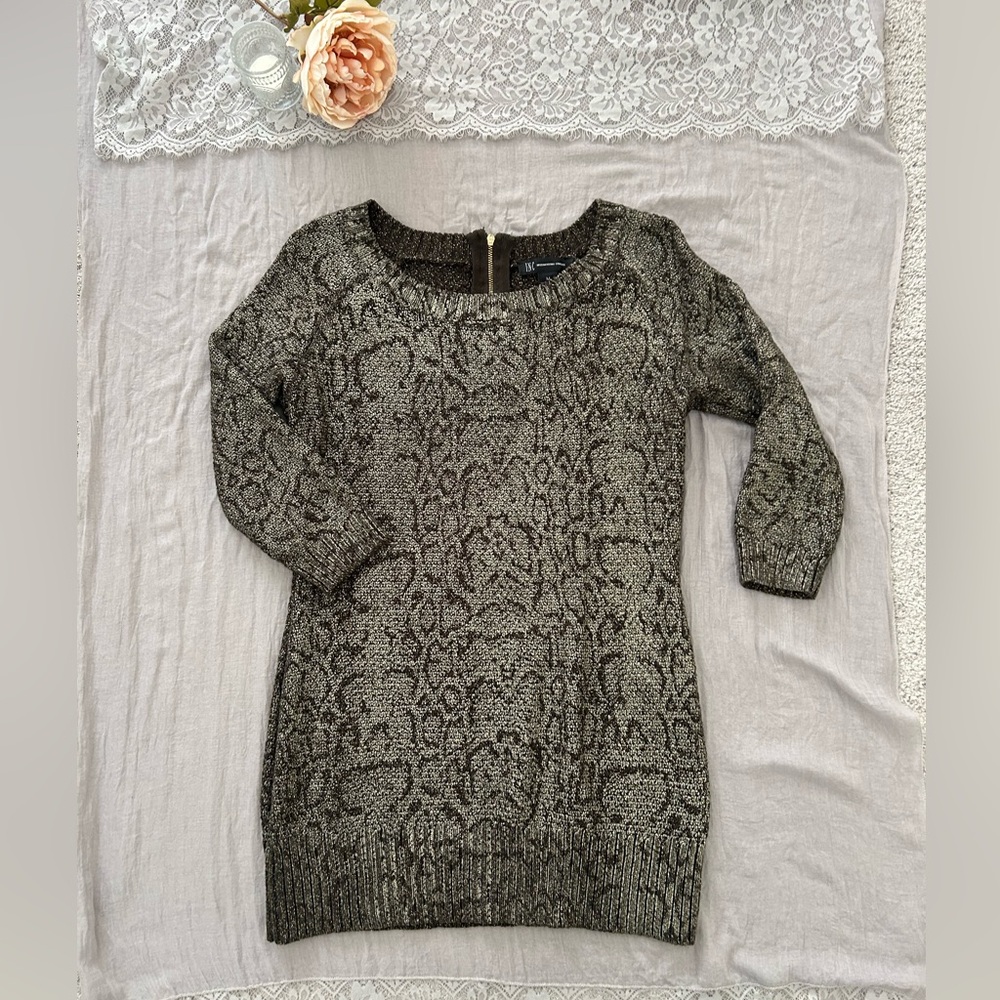 Snake Print Knit Sweater Dress